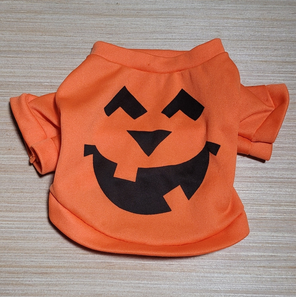 Very Small Dog Halloween Shirt - Orange and Black Jack-o-lantern / Pumpkin